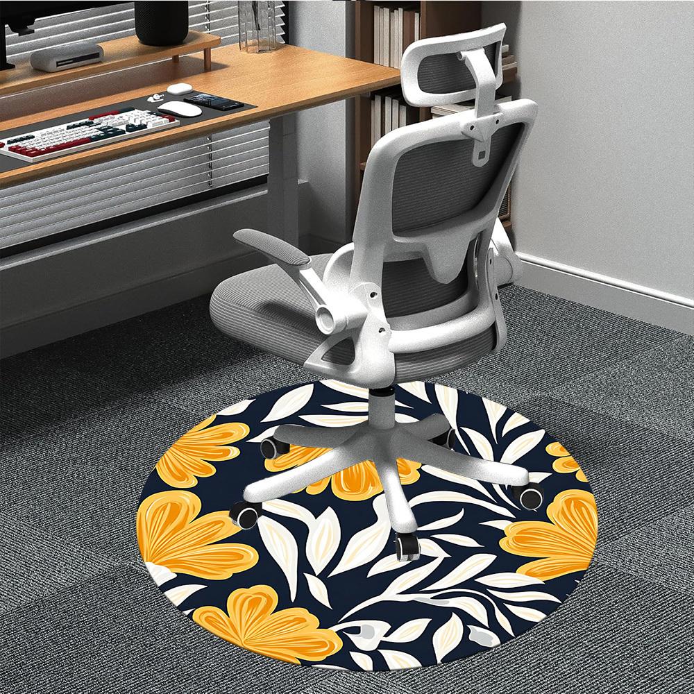 

1PC Floral Pattern Office Round Area Rug, Indoor Mat Suitable For Office, Under Office Chairs Bedroom Living Room Home Decor, Room Deco 213 80cm by 80cm