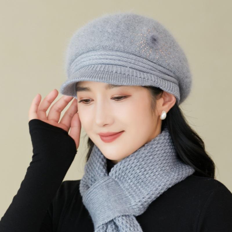 Hut Damen Winter Warm Plüsch Wollmütze Modischer Ausländischer Stil Kälteschutz Ohrenschutz Verdickte Strickmütze