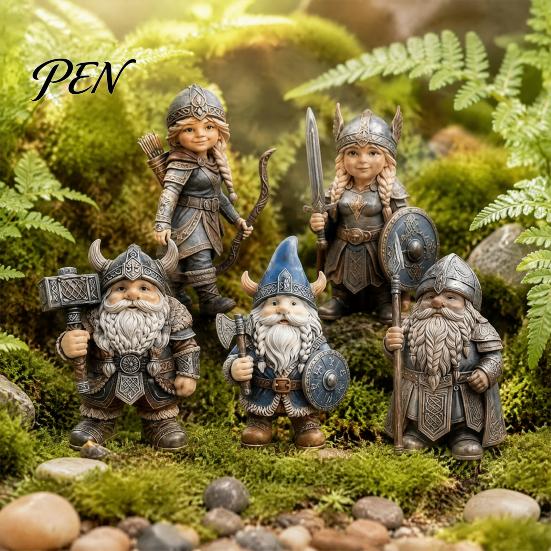 Wetterbeständige Garten Dekorationen Wikinger Zwerg Krieger Figur, Harz Nordischer Zwerg Statue, Dekorative Statuen Soldaten Ornament für Innen