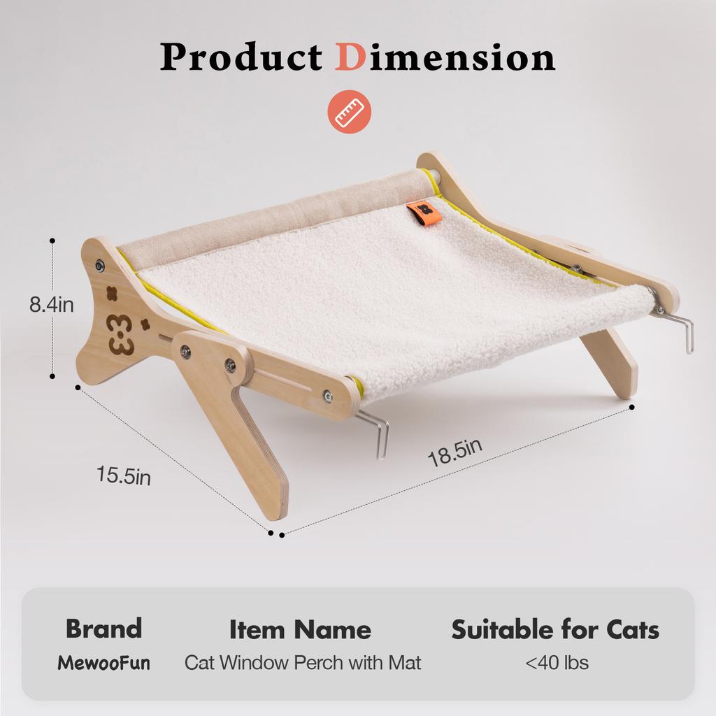 Breathable Cat Bed with Wooden Frame Space-Saving Durable Window Sill Hammock Warm and Comfortable Pet Products Supplies