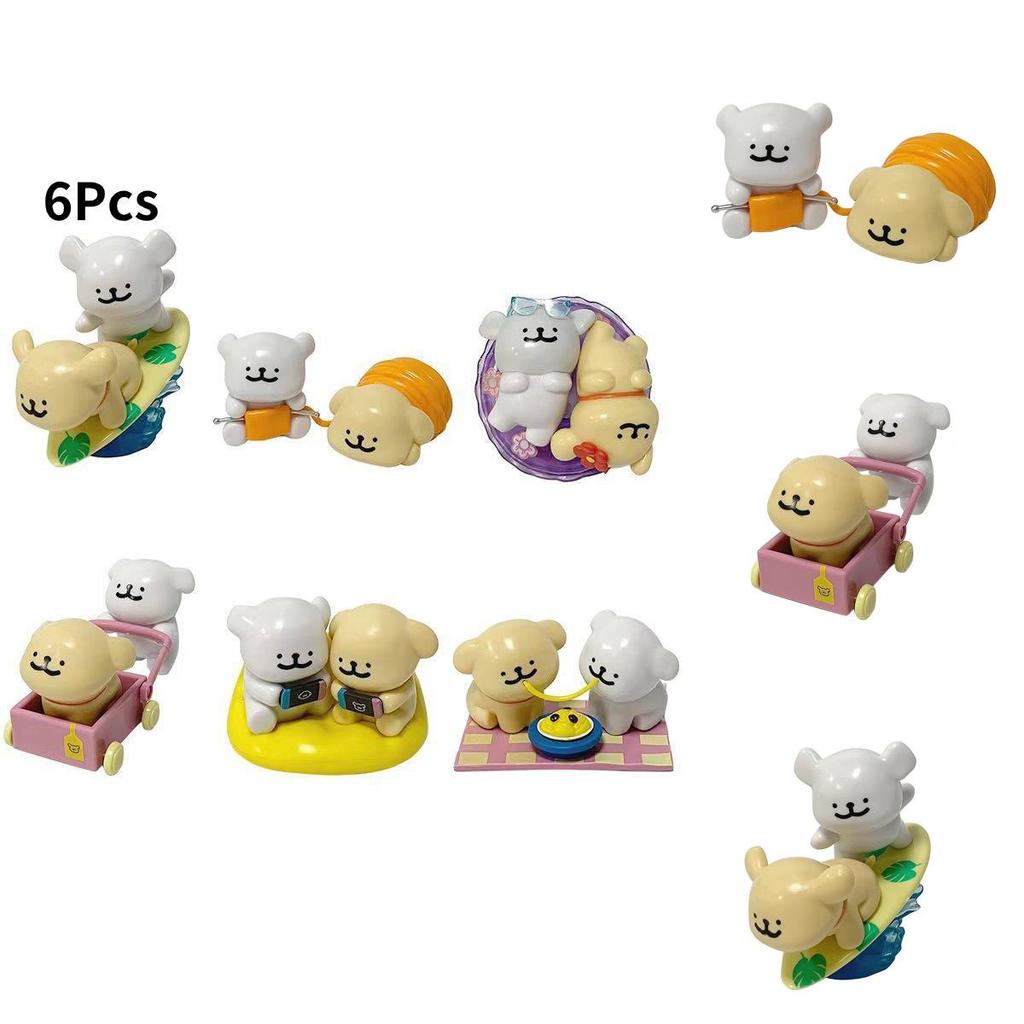 Adorable Maltese Puppy Figurine Blind Box Set Featuring Six Colorful Pvc Collectibles