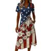 Women's Independence Day Print Casual Fashion Short Sleeve V-Neck Dress