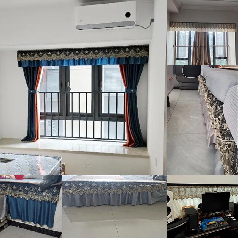 Estilo Europeu Luxo Tecido de Veludo Autoadesivo Cabeçalho de Cortina Para Janela Porta Armário Bordado Renda Cortina Curta Decoração de Quarto