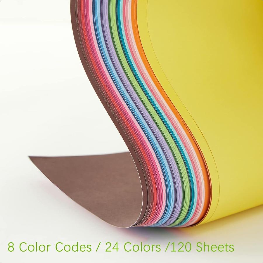 120 Sheets Colored Card Stock Printer Paper 120 gsm 32 lb 24 Colors Pastel Construction Paper for Scrapbook School Office Print