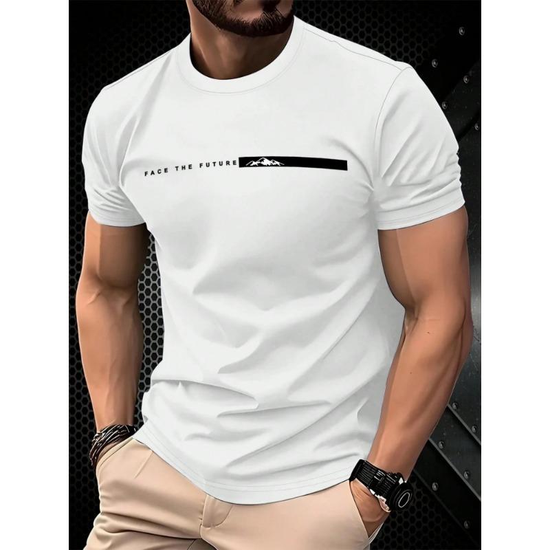 Sommer Herren Freizeit Sport locker übergroß einfach Buchstabenmuster bedruckt Rundhals Kurzarm T-Shirt Top