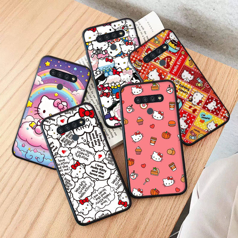 AH33 Husă Drăguță Hello Kitty Neagră pentru Samsung Note 20 Lite S24 Ultra S23 S22 A05 A06 A11 A71 A15 A16 A13 A24 A25 A33 A52 A53 M55 M35 Husă Moale