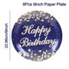 Birthday Theme Party Decorations Tableware Blue Gold Paper Plates Birthday Party Adults Baby Shower Birthday Party Supplies
