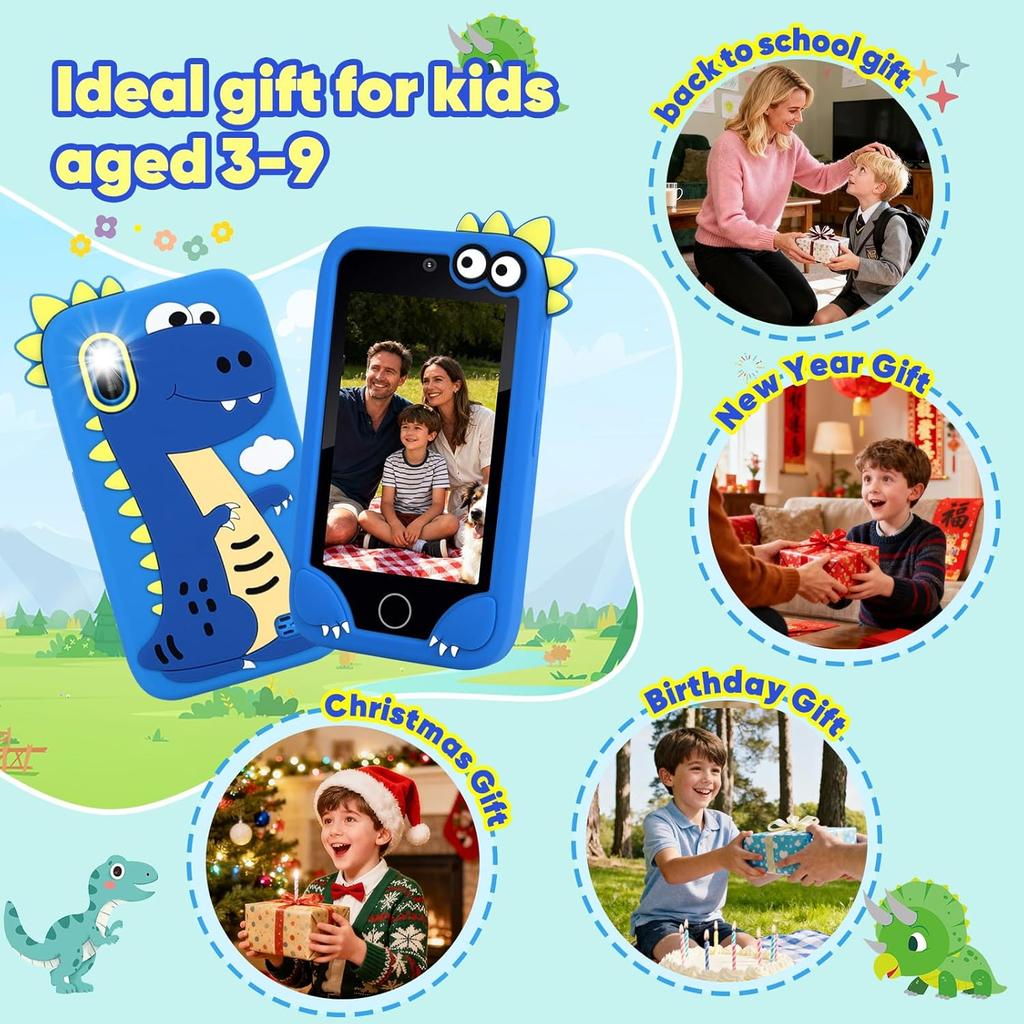 4.0'' Kids Smartphone Touch Screen 1G+8G Leaning Puzzle Game For Children Dual Cameras Children Birthday Gift Phone Toy 1200Mah