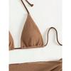 Sexy Brown Bikini Set 2025 Women Halter Push Up Bra Skirt 3 Piece Swimsuit Summer Bathing Suit Cover Up Thong Swimwear Biquini