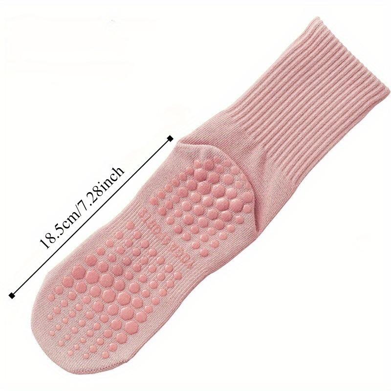 Yoga Pilates Non Slip Socks with Grips for Women (4 Pairs) Non Skid Gripper Crew Socks for Yoga Hospital Pilates