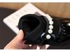 2025 Autumn Girls' Fashion: Versatile Pearl-Adorned Mid-Calf Leather Princess Boots