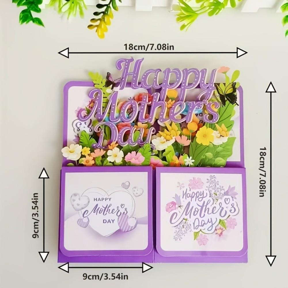 Best Wishes 3D Mother's Day Card Butterfly Flower Pop Up Card Mom Greeting Card  Party Decoration