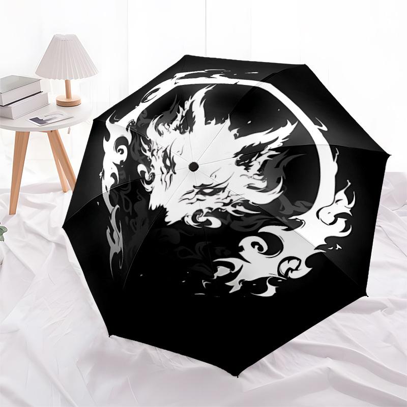 1pc Dragon Emblem Automatic Open/close Umbrella, 8-Rib sturdy structure, Portable Travel Umbrella, Parties, Everyday Use, Outdoor Accessory,