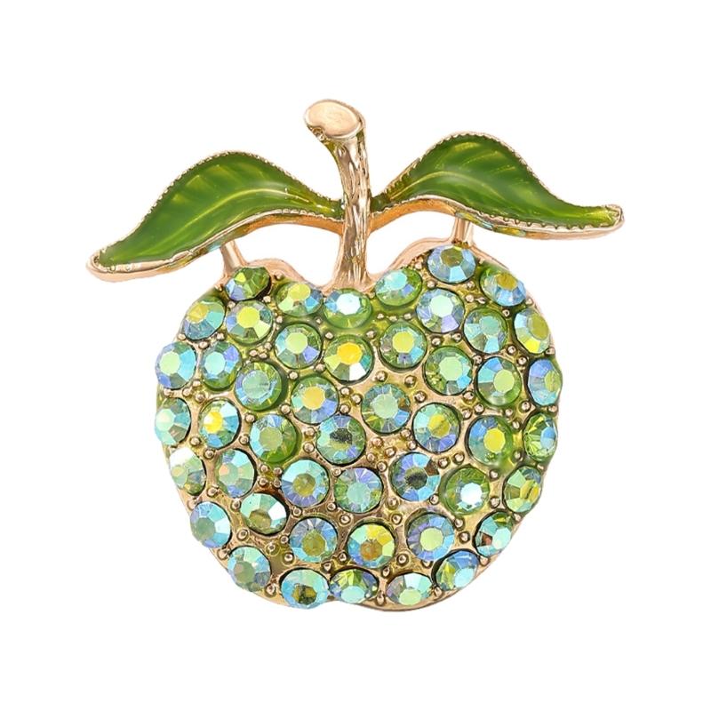 Elegant Apples And Strawberry Rhinestones Brooch For Women Fashion Accessory For Clothing And Backpack Enhancement Gift