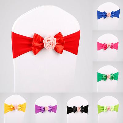 1PC Stretch Chair Bands Banquet Event Decor Chair Sashes Bowknot Flower Wedding Party Supplies