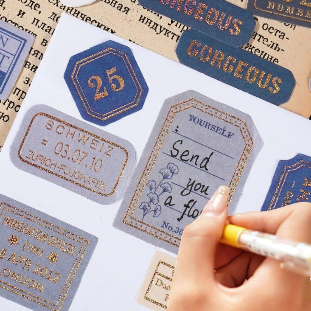 Retro Label Stickers Writable Sealing Sticker Decoration Handbook Stickers Aesthetic Stationery 40Pcs/box