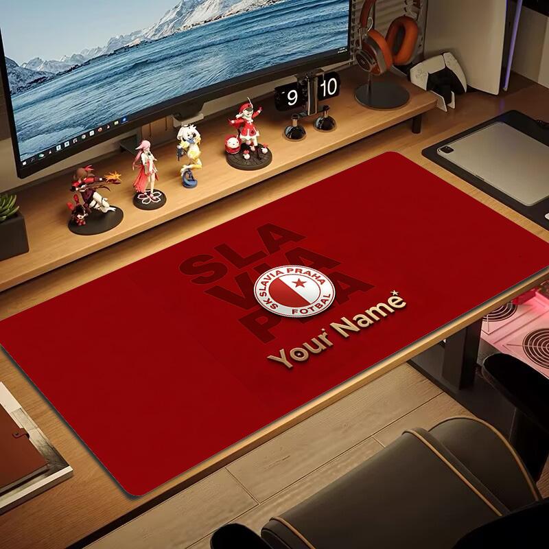 Sk Prague Slavia Custom Name Large Size Mouse Pad Large Gaming Table Cushion Non-slip Laptop Tablet Big Mousepad XXL Mat Mini PC Playmat With Lock edg