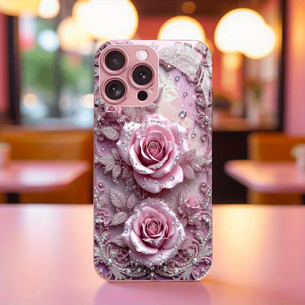 Light-colored Flowers Madam PhoneCase Glass PhoneCase for iPhone 17 16 15 14 13 12pm Pro Plus Dropresistant Cellphone Female