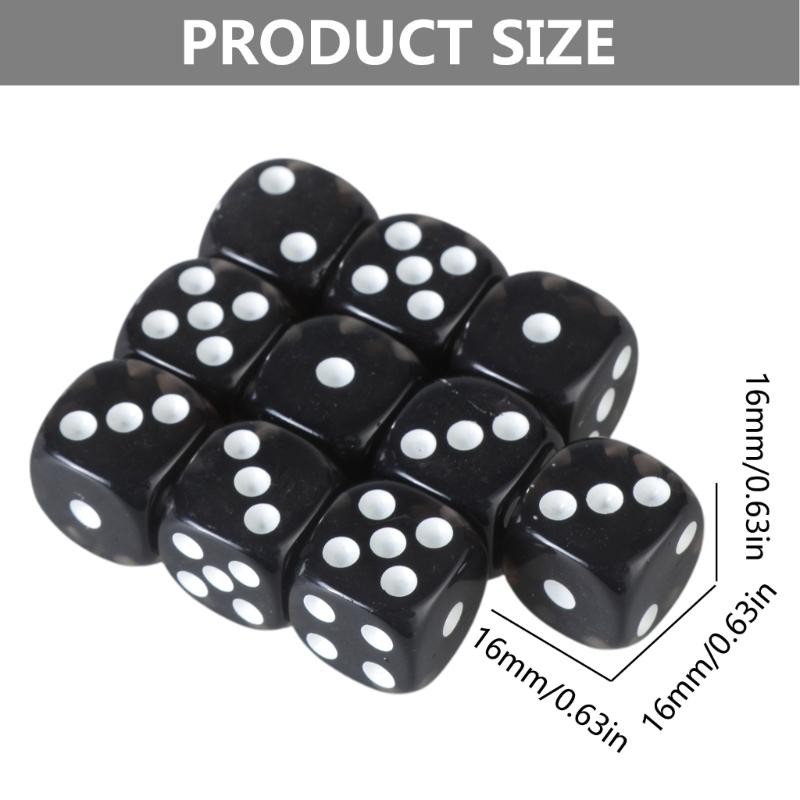 10Pcs 16mm 6 Sided Acrylic Number Cubes Coener Kid Toys for Digital Game Dice