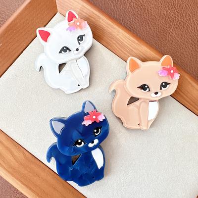 Neue schöne Acryl-Katzen-Brosche, Cartoon-Mode-Tier-Pin, Kitty-Design-Zubehör, 3 Farben erhältlich