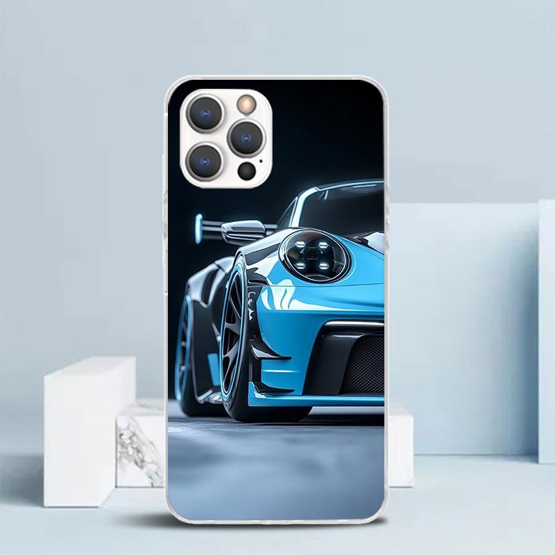 Sports Car 911 Soft Cover for iPhone 16 17 Air 15 14 Pro Max 16E Phone Case 13 Mini 12 11 7 SE 8 Print Pattern Fit Cases 16 17 A