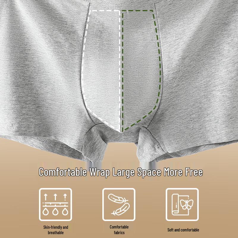 ME FEELING Men's Cordyceps Cotton Antibacterial Boxer Briefs