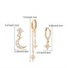 3Pcs Modern Star And Moon Earring Collection Uneven Plan Casual Fit Morning To Evening Accessories