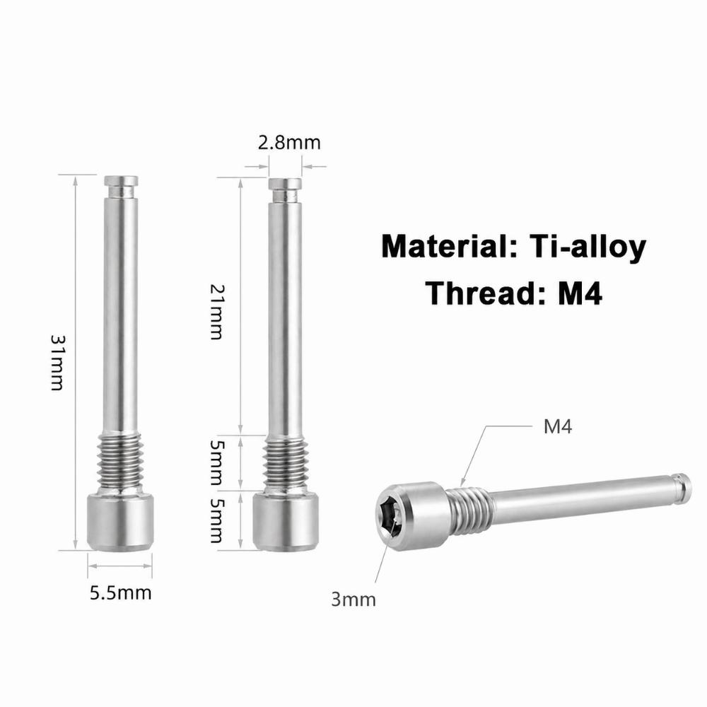 2 Sets Titanium Alloy Disc Brake Caliper Bolts M4 Threaded Caliper Screws  for Mountain Bike серебряный