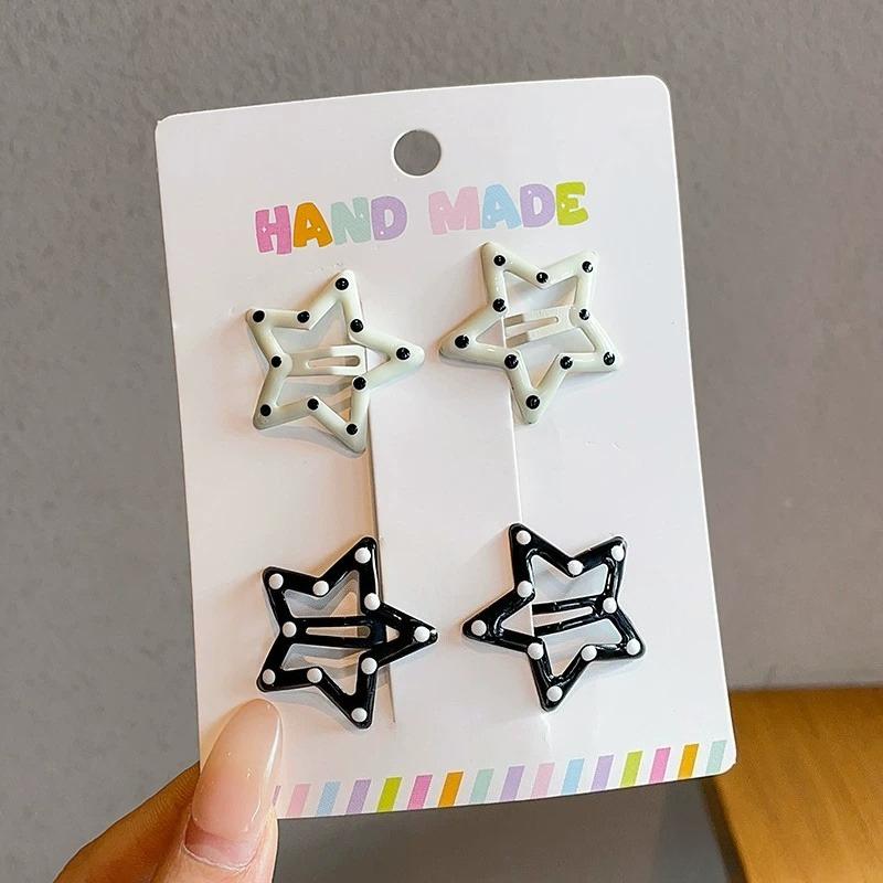 

4/8pcs Polka Dot Star Water Drop Hair Clips Sweet Drip Oil Design Barrettes Hairpin Girls Korean Style Daily Hair Accessories