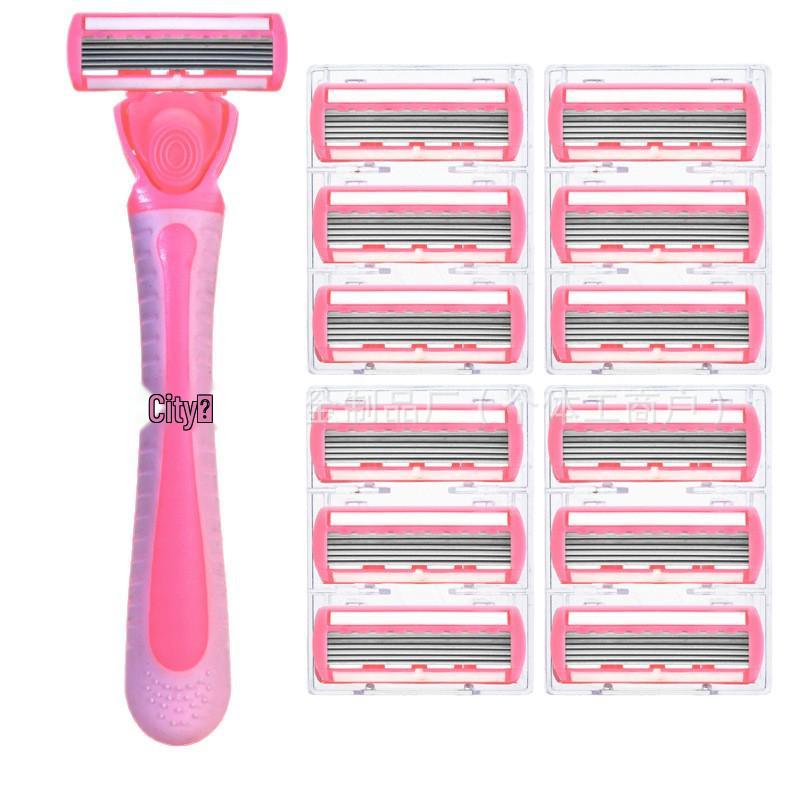 Women's Six-Layer Pink Razor Shaver and Epilator