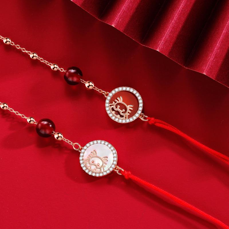 Dragon Lucky Menglong Red Rope Bracelet Female Natal Guochao Weaving Hand Rope Accessories