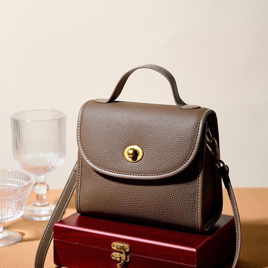 Leather Small Square Bag, New High-end Women's Bag, Shoulder Messenger Bag, Casual.