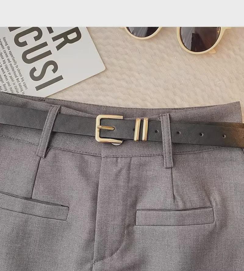 Fustă coreeană gri 2024, subțire, cu linie A, cu talie înaltă - fustă scurtă anti-expunere pentru femei de primăvară