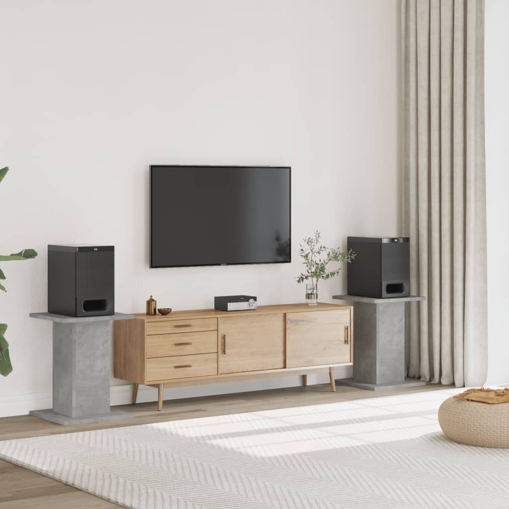 Speaker Stands 2 pcs Concrete Grey 30x30x60 cm Engineered Wood