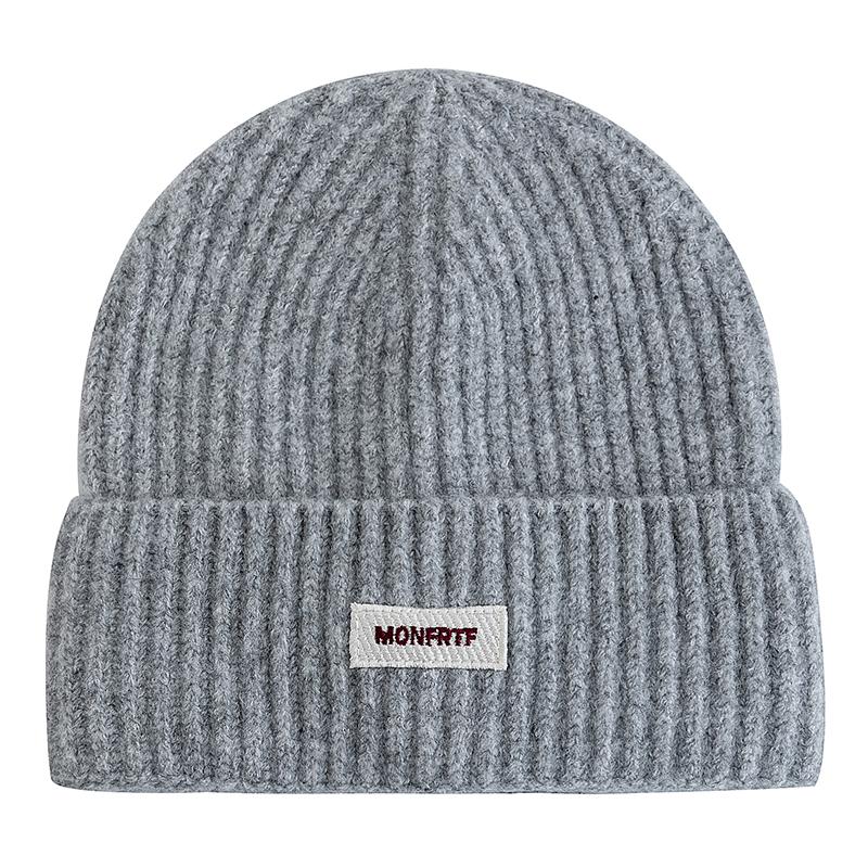 New Style Slouchy Hats Beanie Hats Winter Cap Y2K Warm Cap For Women Solid Color MONFRTF Letter Winter Knitted Girl Hats