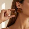 Europese en Amerikaanse retro amber vlek hars ronde oorstekers overdreven geometrisch geavanceerd gevoel metalen oorbellen