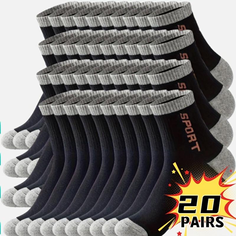5/10/20 Pairs Men's Breathable Sports Socks - Moisture-Wicking, Reinforced Heel & Toe, All-Season Athletic Socks