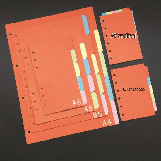 

A6A7B4 Colored Index Loose-Leaf Notebook Refill and Divider Pages for Planners A7 Index Horizontal