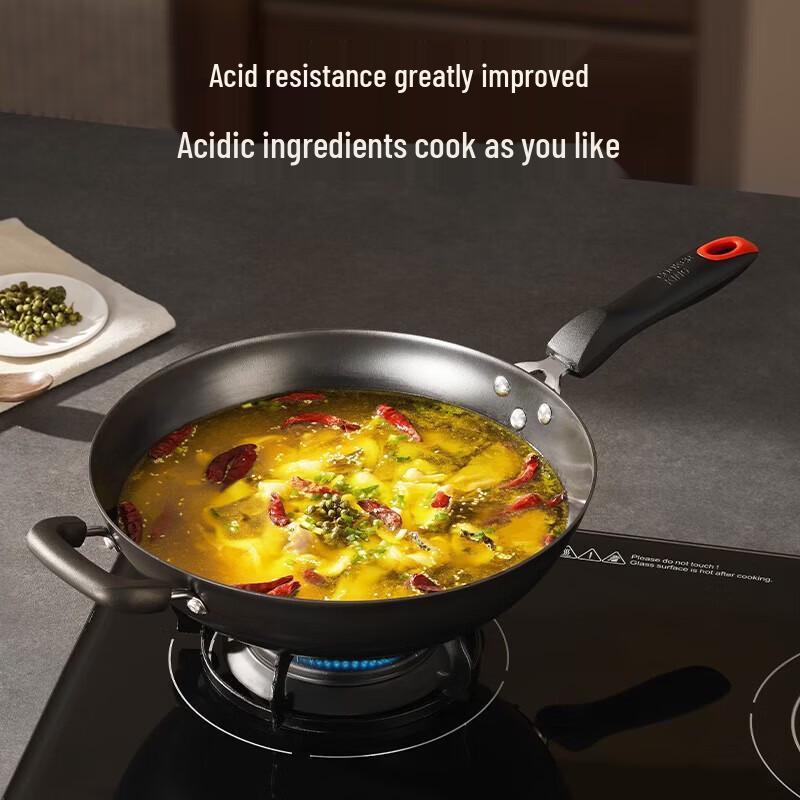 COOKER KING 32cm Cast Iron Non-Coated Stir-Fry Wok