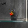 Shark Headgear Accessory 3D Printed Duck Figurine, Cute Yellow And Cool Gray Contrast Ornament Ornaments, Mini Desktop Playable Decor for Home Office