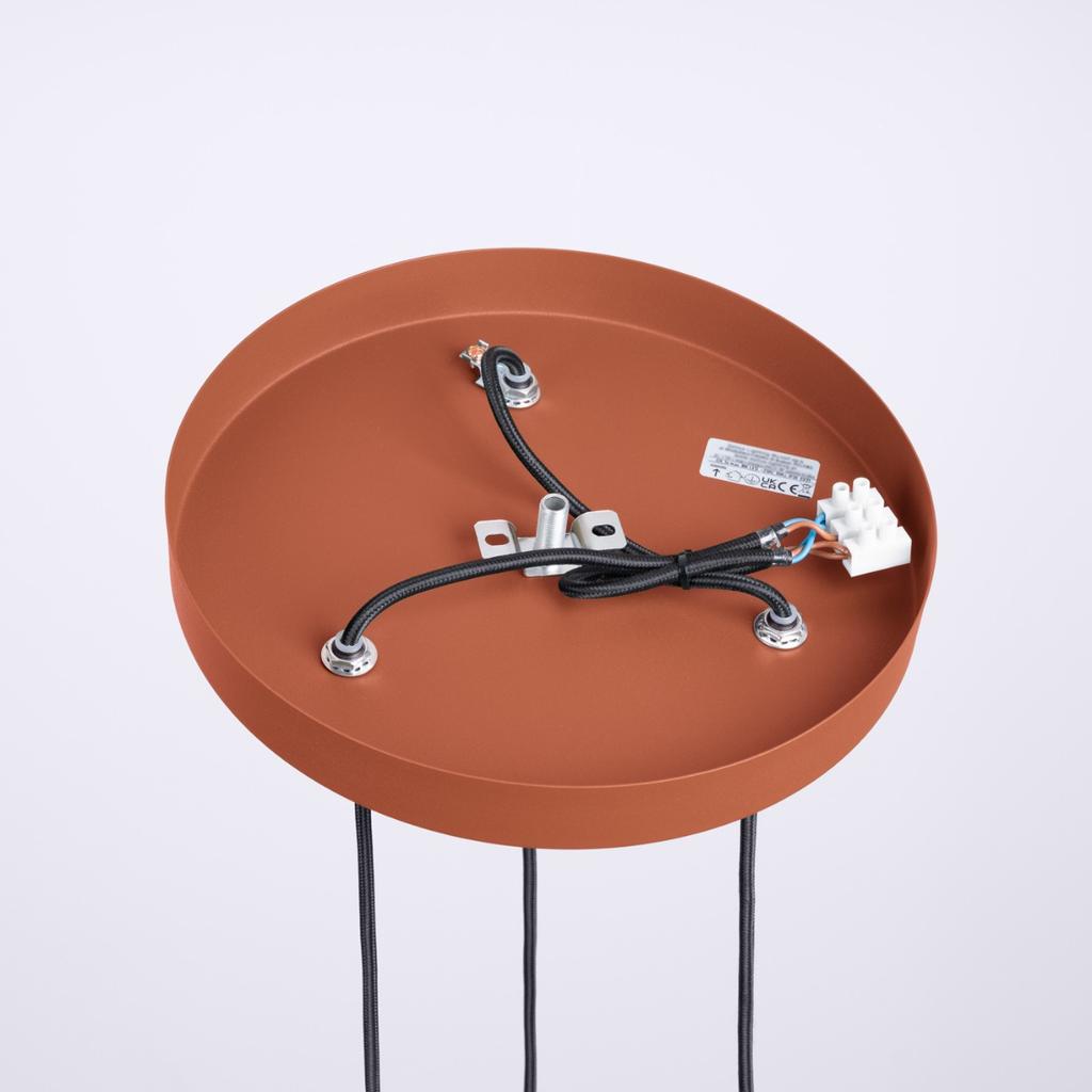 Lampa Wisząca Nowoczesna Okrągła Potrójna Ochra Czerwona Ryflowana Szklane Białe Kule Do Salonu Jadalni Nad Stół 3Xg9 8W Halo Sollux Lighting