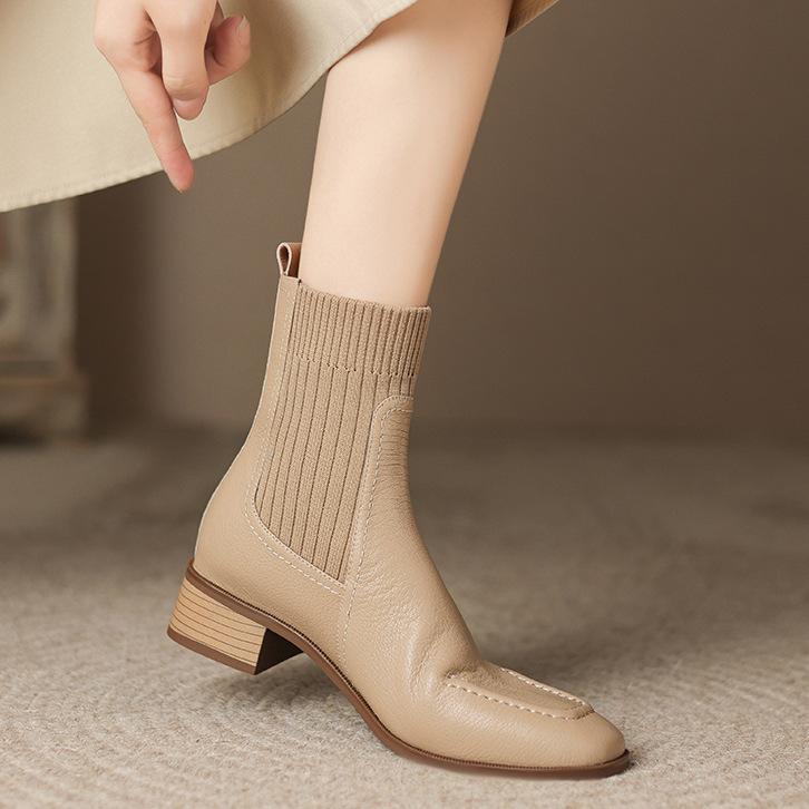 

Французькі еластичні шкарпетки Чоботи Жіночі товсті каблуки Темперамент В язані квадратні чоботи Короткі чоботи Абрикосові чоботи на середньому каблуці Осінні 40 абрикосовий