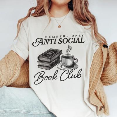 Retro Damen T-Shirt Cartoon Mode Lässig Bedrucktes Kurzarm Damen Buchclub Muster T-Shirt Top Rundhals Bedrucktes T-Shirt