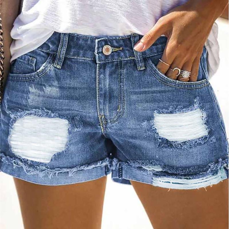 2026 New Summer Women's Street Fashion Denim Ripped Shorts