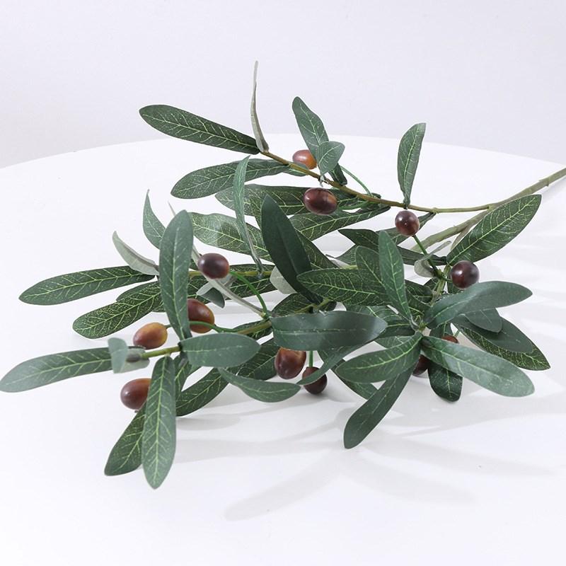 

1/3pcs Artificial Green Leaf Olive Branch Fruit Fake Plants Wedding Home Photography Props Flower Arrangement Decoration Outdoor 3pcs