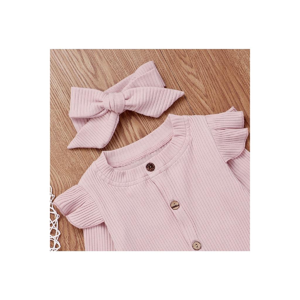 Kombinezon dla niemowląt z długim rękawem i knotem, wykonany w 100% z bawełny