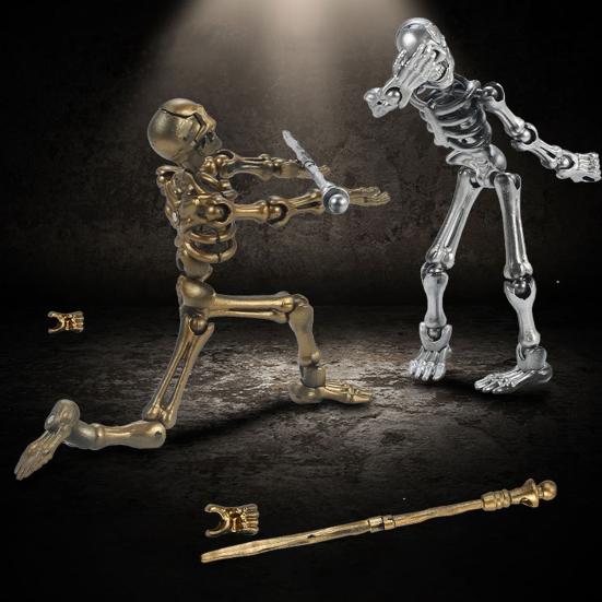3D Printed Skeleton Action Figure Multi-Jointed Movable Articulated Skeleton Toy Collectible Desktop Decoration for Kids Artists Collectors
