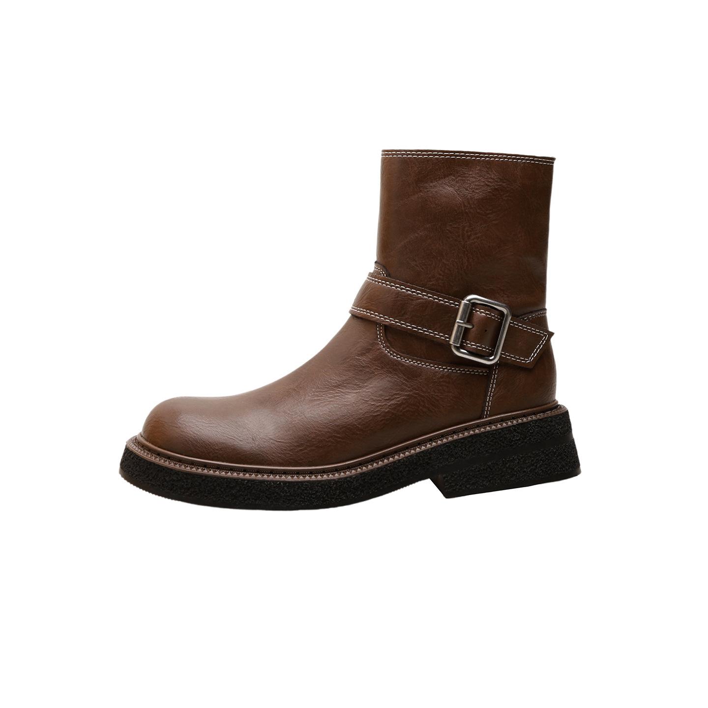 

Platform short boots women s 2025 autumn and winter new thick heel Martin boots knight versatile British style side zipper thin boots 40