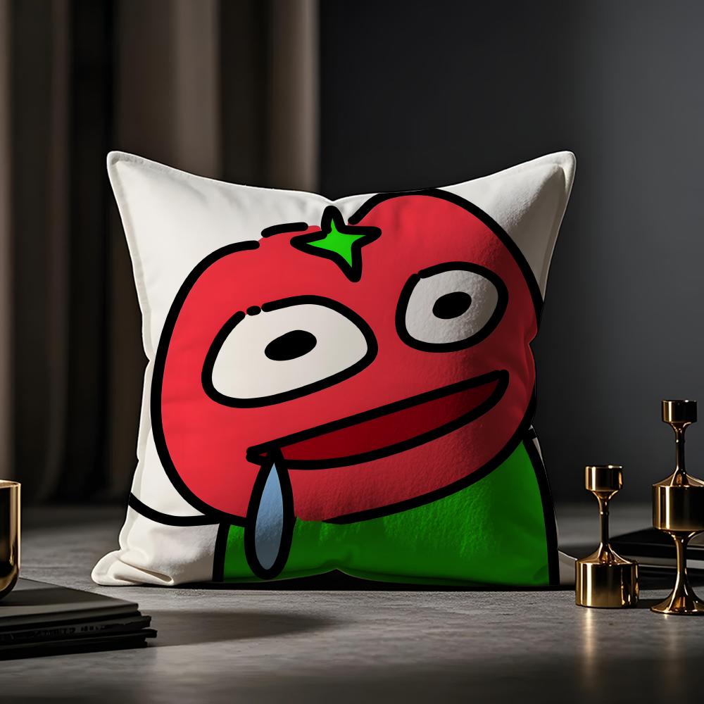 Weird Expression Doodle Cushion Cover Anti-dustmite Pillowcase Invisible Zipper Silky Short Plush Sofa Cushion Cover