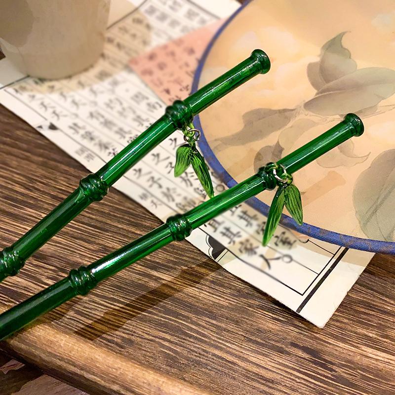 1 buc Plastic Creativitate Noduri de Bambus Haine Antice Frunze de Bambus Agrafă de Păr Minimalistă Cadou Stil Antic Modă